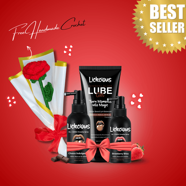 Lickcious Forever Valentine Trio + Free handmade crochet rose - Lickcious