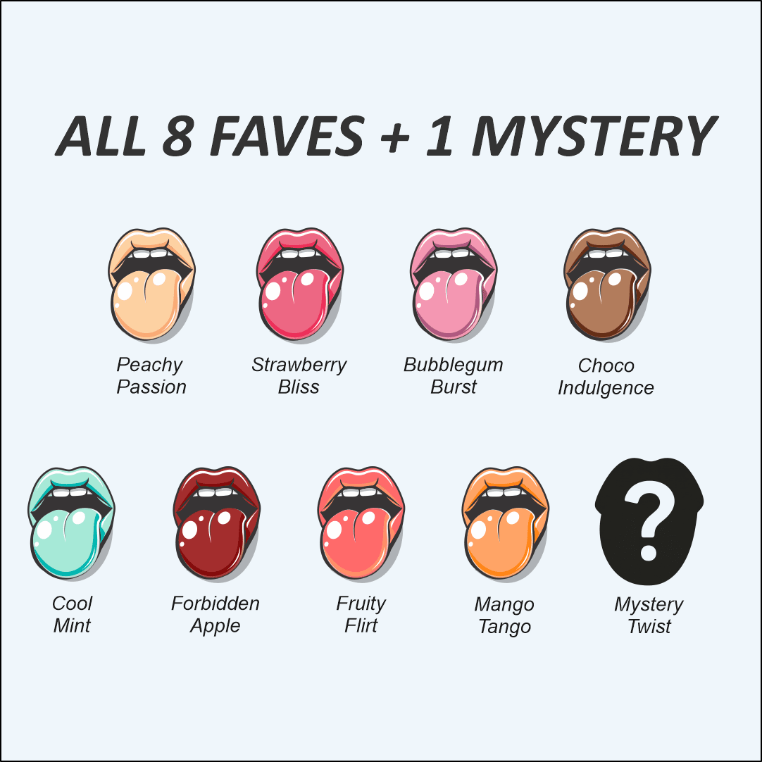 Lickcious Full Flavor Set (9×50ml) – 8 Flavors + 1 Mystery - Lickcious